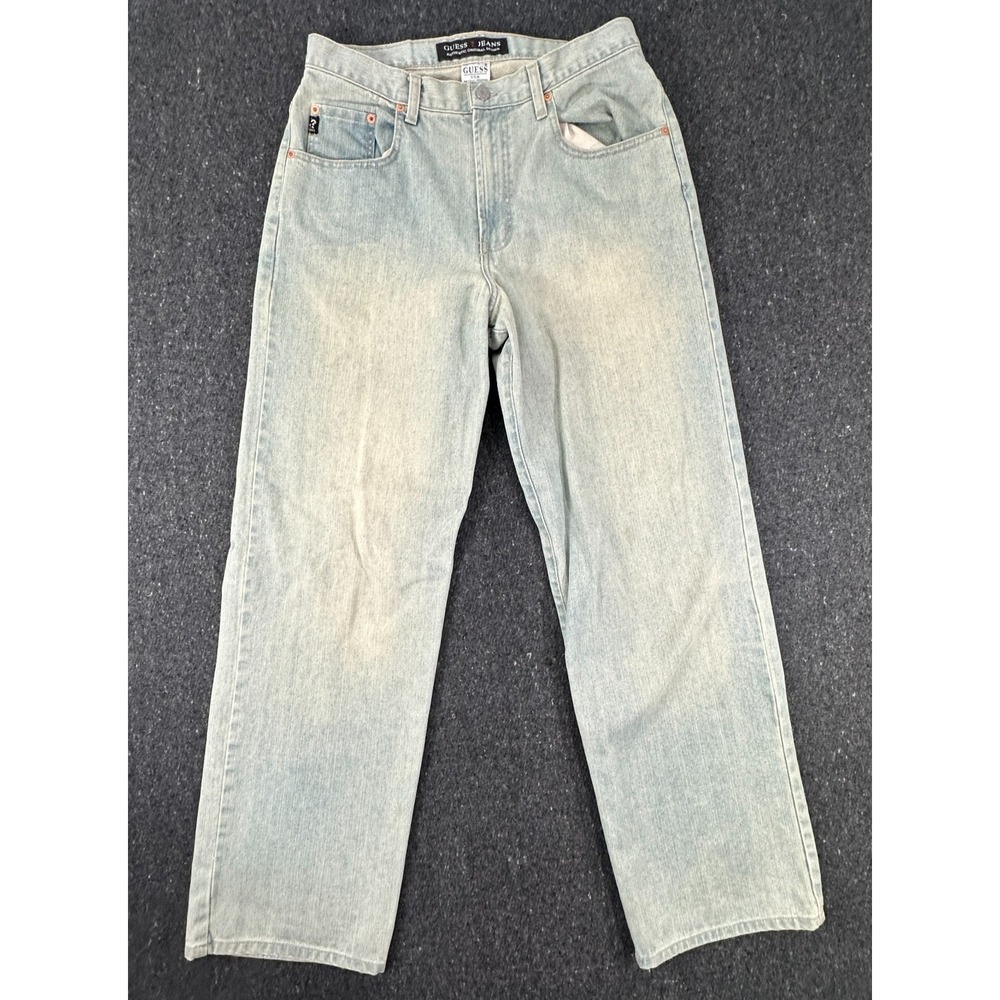 Vntg Y2K Guess baggy Jeans Mens Size 32x32 Light Wash Denim Distressed late 90s